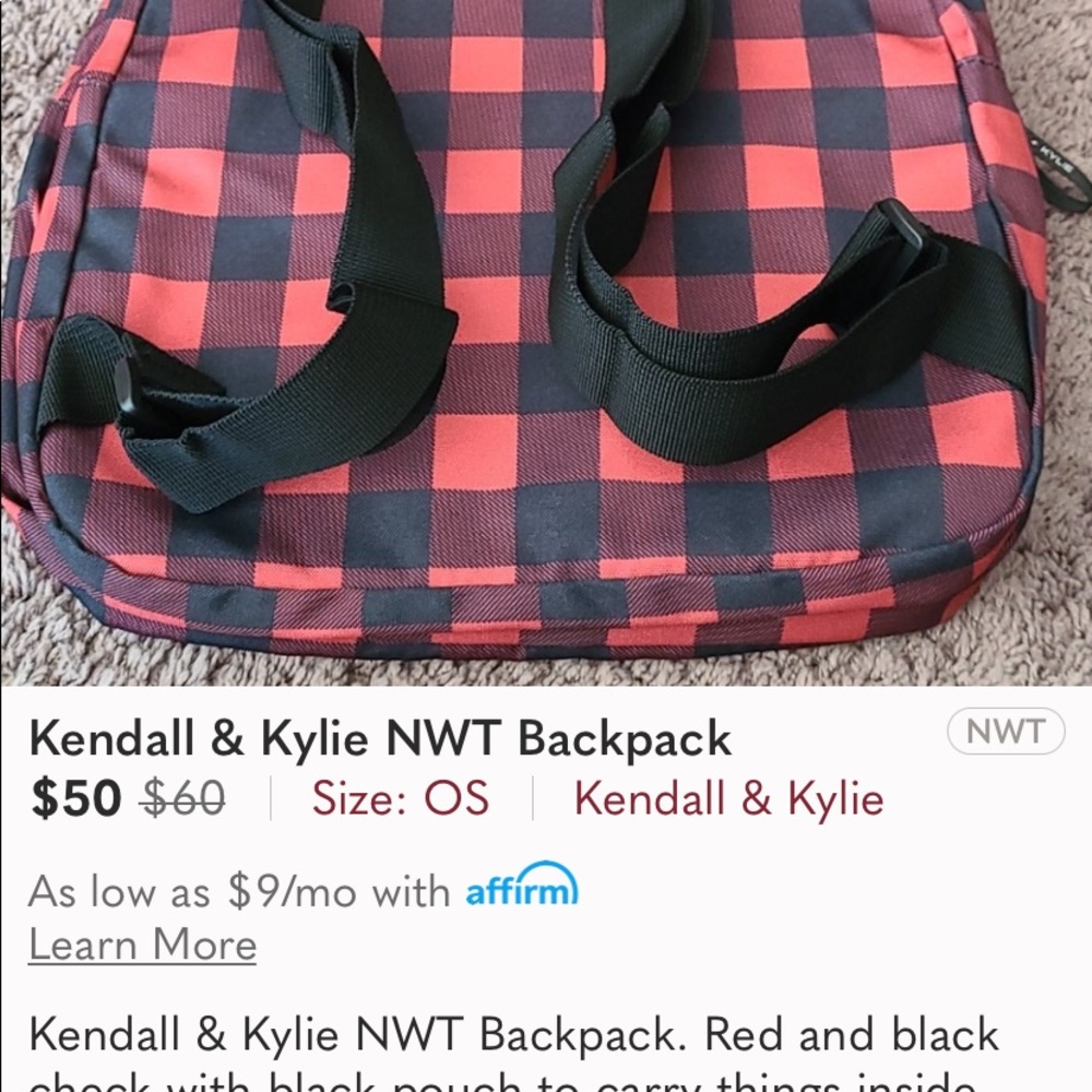 Kendal & Kylie black lumber jack plaid backpack excellent for the HOLIDAYS ๐ - Picture 5 of 5